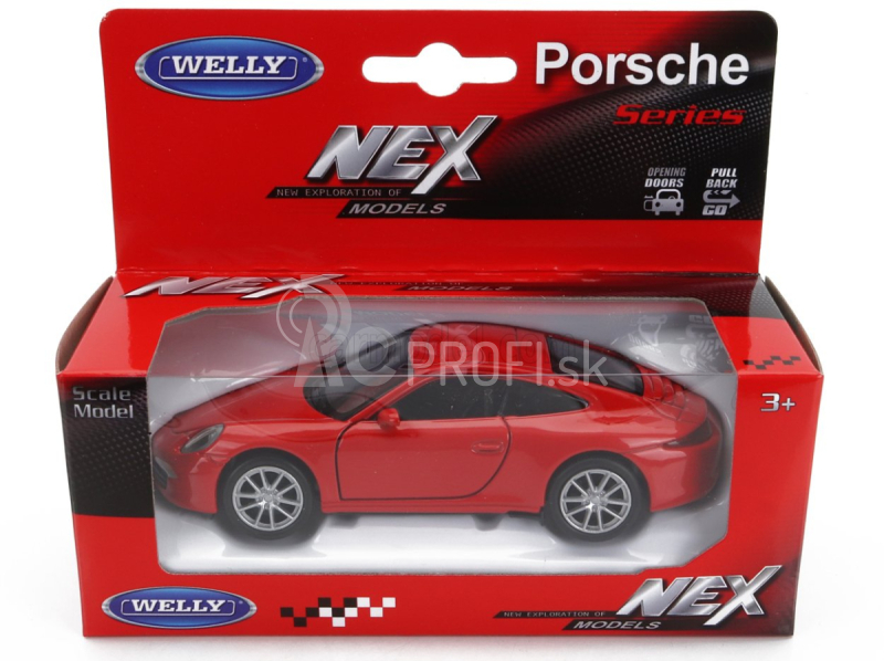 Welly Porsche 911 991 Coupe 2014 1:34 Červená