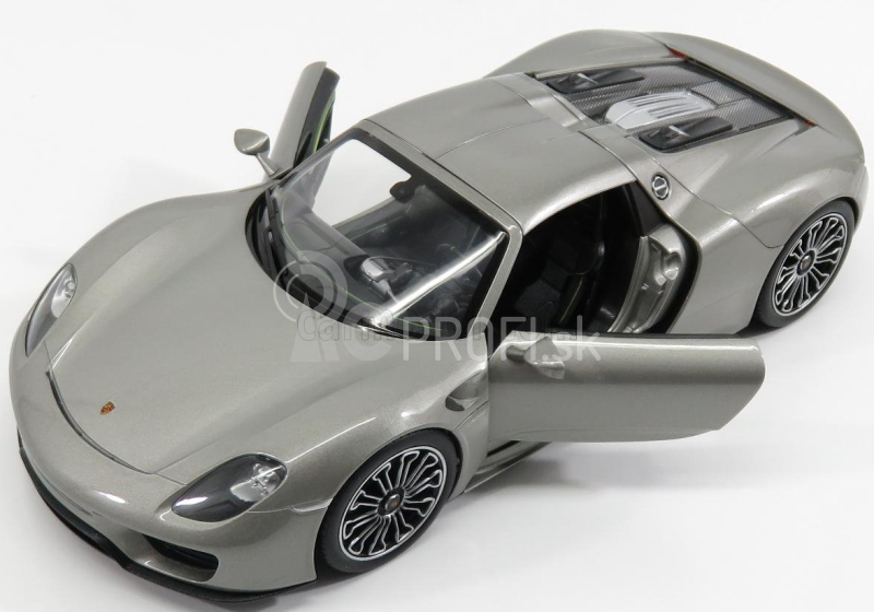 Welly Porsche 918 Spider Hard-top Closed 2015 1:18 Grey Met