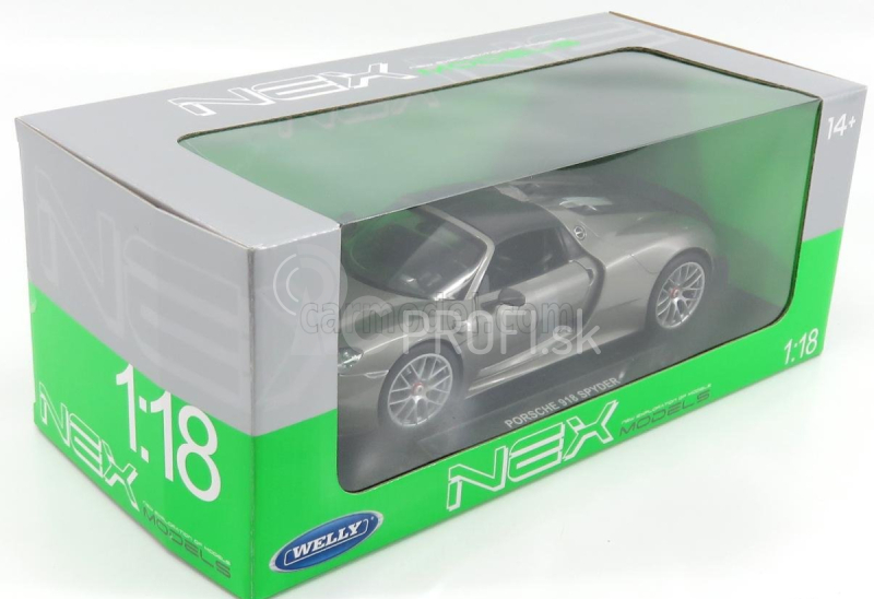 Welly Porsche 918 Spider Hard-top Closed 2015 - karbónová strecha 1:18 Grey Met