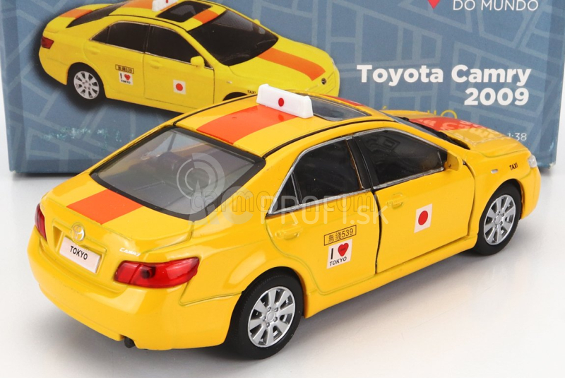 Welly Toyota Camry Taxi Tokio Japan 2009 - poškodenie karty Box 1:38 žltá