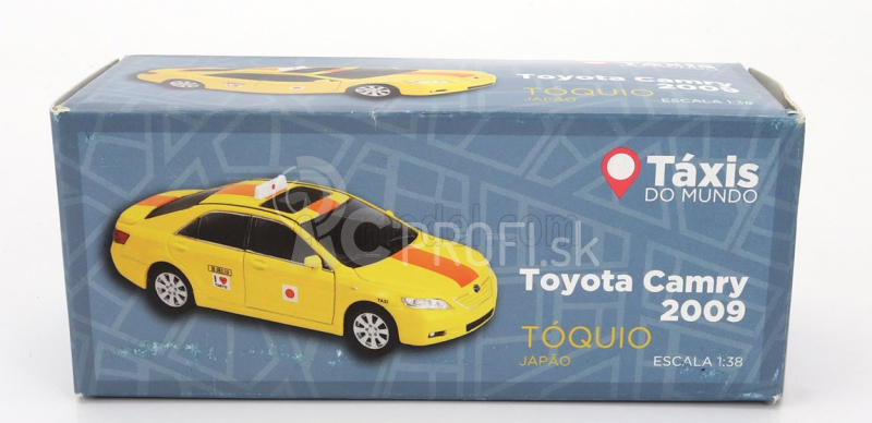 Welly Toyota Camry Taxi Tokio Japan 2009 - poškodenie karty Box 1:38 žltá