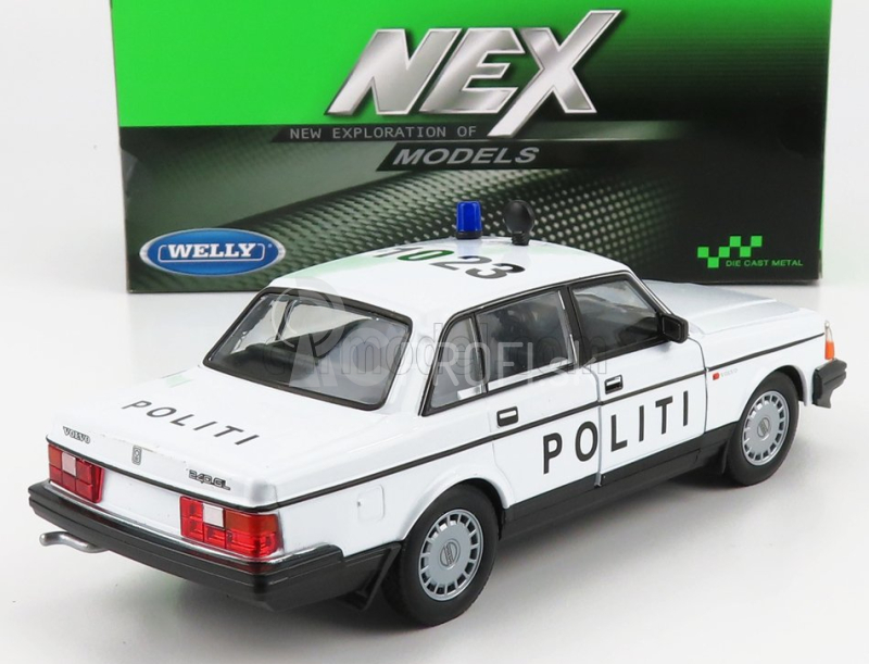 Welly Volvo 240 Gl Politi Denmark Police 1986 1:24 Biela