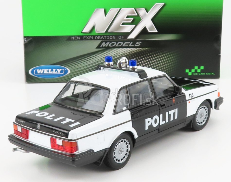 Welly Volvo 240 Gl Politi Nórska polícia 1986 1:24 čierna biela