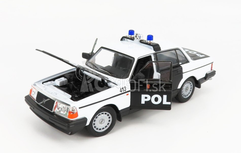 Welly Volvo 240 Gl Politi Nórska polícia 1986 1:24 čierna biela