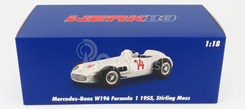 Werk83 Mercedes benz F1 W196 N 14 2nd Belgium Gp 1955 Stirling Moss 1:18 Silver