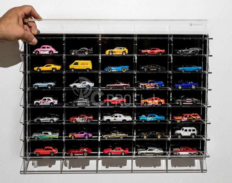 Atlantic Vetrina display box Espositore - Pre 35 Cars 1/64 Lungh.lenght Cm 56.0 X Largh.width Cm 8.0 X Alt.height Cm 38.0 (altezza Utile Tra I Ripiani Cm 4.5 Inner Height Among Shelves) 1:64 Plastic Display