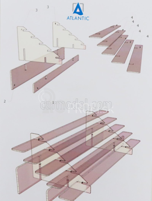 Atlantic Vetrina display box Espositore - Pre 36 Cars 1/64 Lungh.lenght Cm 50.0 X Largh.width Cm18.8 X Alt.height Cm 13.5 (altezza Utile Tra I Ripiani Cm Inner Height Among Shelves) 1:64 Plastic Display