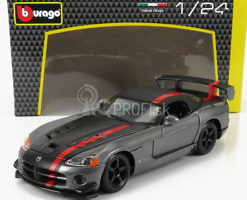 Bburago Dodge Viper Srt-10 Coupe 2003 – With Red Line 1:24 Grey