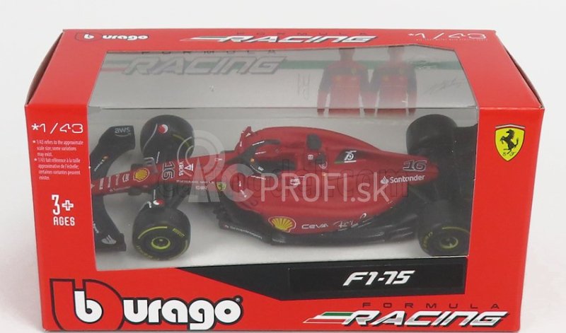 Bburago Ferrari F1-75 Scuderia Ferrari N 16 Season 2022 Charles Leclerc 1:43, červená