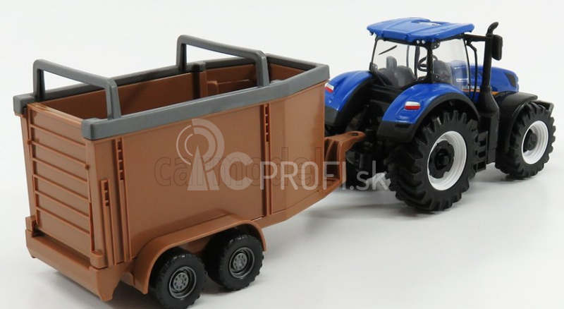 Bburago New holland T7.315 Tractor + Livestock Forwarder 1:50 modro-hnedá