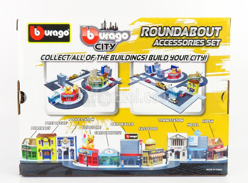 Bburago Accessories Diorama – Set Build City Roundabout – With Seat Ibiza 2008 1:43 Blue