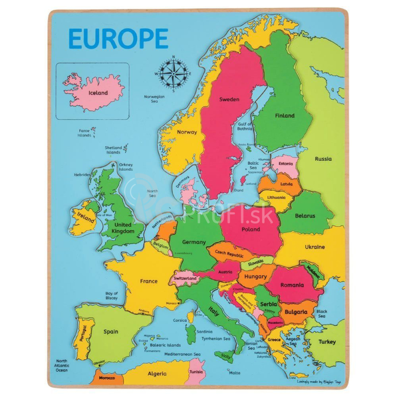 Bigjigs Toys Drevené puzzle Mapa Európy 25 dielikov