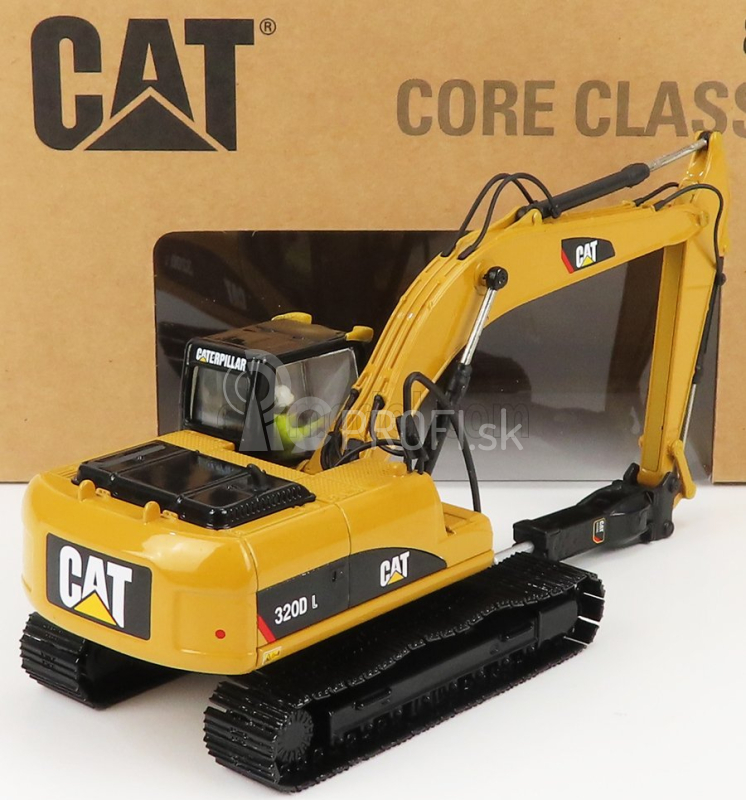 Dm-models Caterpillar Cat320d Escavatore Cingolato - Traktor Hydraulické rýpadlo Škrabka s kladivom 1:50 žltá čierna