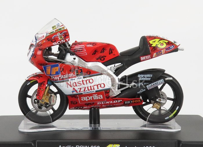 Edicola Aprilia Rsw 250cc N 46 Majster sveta Sezóna 1999 Valentino Rossi 1:18 Červená Biela Čierna