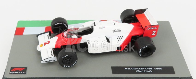 Edicola Mclaren F1 Mp4/2b N 2 Alain Prost Sezóna 1985 Majster sveta 1:43 Biela červená