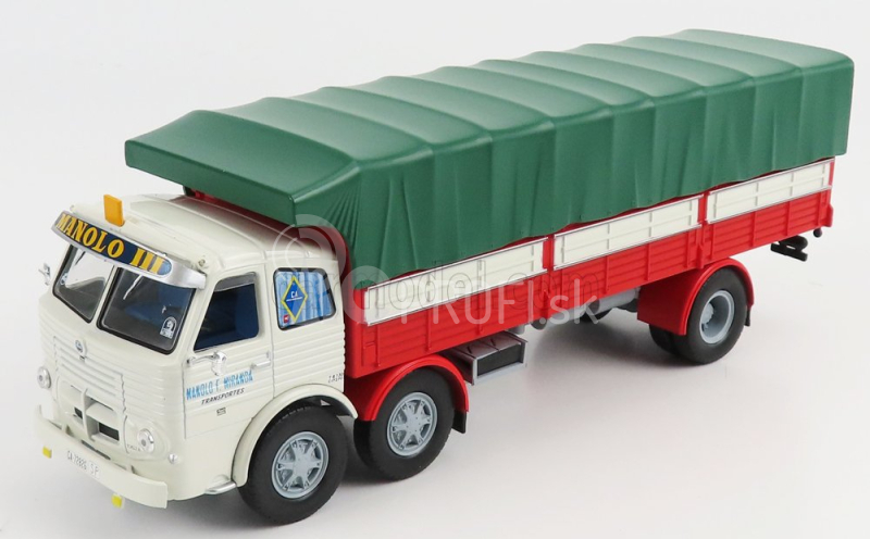 Edicola Pegaso 1063 Truck Telonato 3-assi 1968 1:43 Biela červená zelená