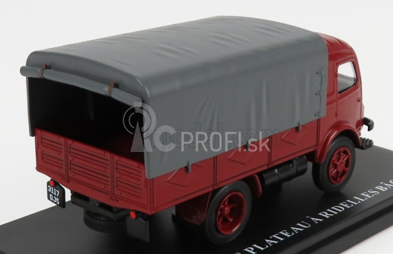 Edicola Renault Truck Telonato 2 Tonnes Plateau A Didelles Bache 1947 1:43 Červená sivá