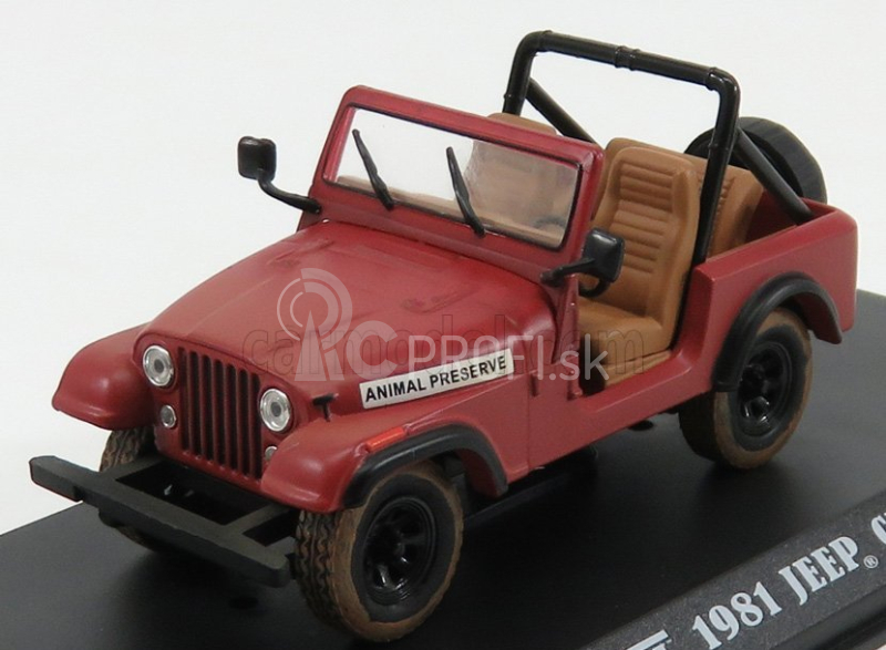 Greenlight Jeep Cj-7 Open Animal Preserve 1995 A-tím 1:43 Červená