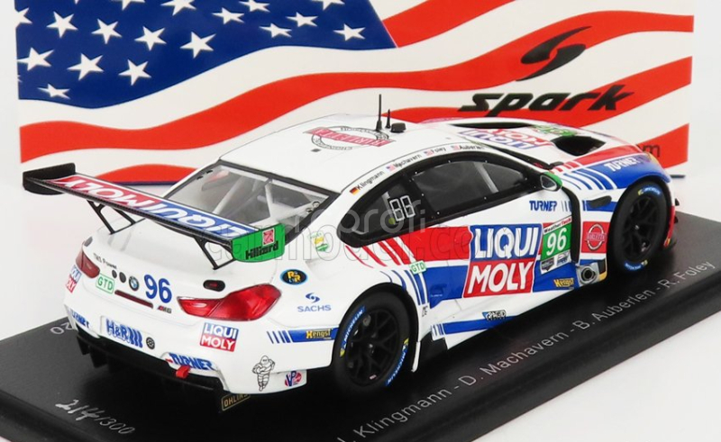 Iskrový model BMW radu 6 M6 Gt3 Team Turner Motorsport Liqui Moly N 96 24h Daytona 2020 J.klingmann - D.machavern - B.auberlen - R.foley 1:43 Biela červená modrá