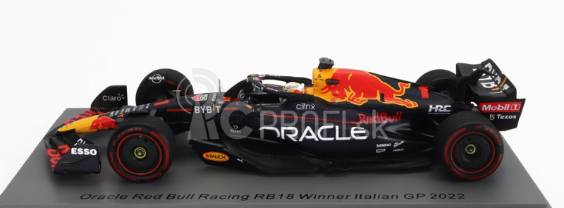 Iskrový model Red bull F1 Rb18 Team Oracle Red Bull Racing N 1 Winner Monza Italy Gp World Champion 2022 Max Verstappen 1:43 Matná modrá žltá červená