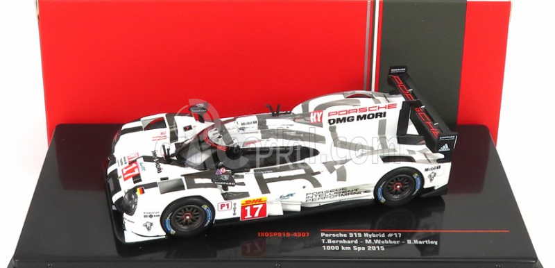 Ixo-models Porsche 919 Hybrid 2.0l Turbo V4 Team Porsche N 17 3. 1000km Spa 2015 T.bernhard - B.hartley - M.webber 1:43 Bielo-sivá čierna