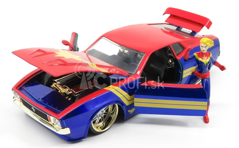 Jada Ford usa Mustang Mach I 1973 s postavičkou Captain Marvel 1:24 Červená modrá žltá