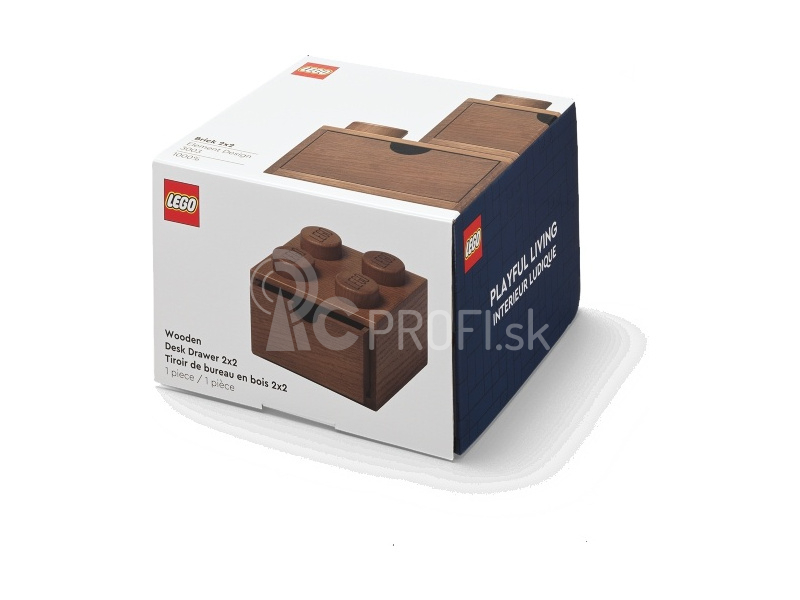 LEGO Wood drevený stolný box 4 so zásuvkou dub tmavý