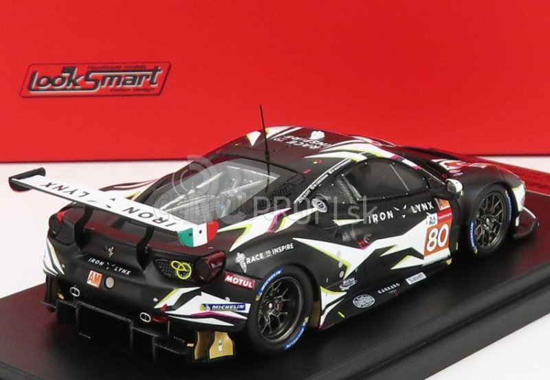 Looksmart Ferrari 488 Gte Iron Lynx Team N 80 3rd Gte-am Class 24h Le Mans 2021 Matteo Cressoni - Callum Ilott - Rino Mastronardi 1:43 Matná čierna biela