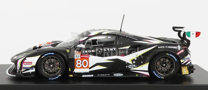 Looksmart Ferrari 488 Gte Iron Lynx Team N 80 3rd Gte-am Class 24h Le Mans 2021 Matteo Cressoni - Callum Ilott - Rino Mastronardi 1:43 Matná čierna biela