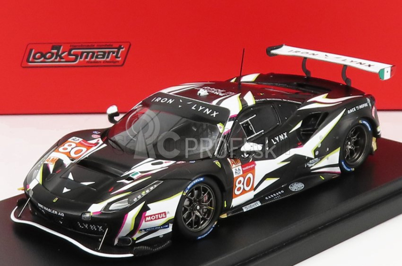 Looksmart Ferrari 488 Gte Iron Lynx Team N 80 3rd Gte-am Class 24h Le Mans 2021 Matteo Cressoni - Callum Ilott - Rino Mastronardi 1:43 Matná čierna biela