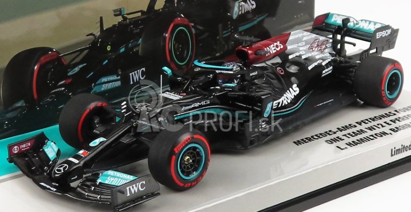 Minichamps Mercedes gp F1 W12 Mercedes M12 Eq Power+ Team Amg Petronas Motorsport Formula One N 44 Winner Bahrain Gp 2021 Lewis Hamilton 1:43 Black Green