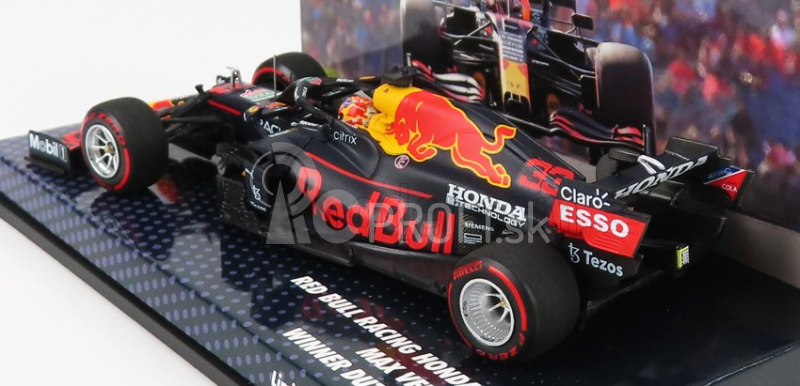 Minichamps Red bull F1 Rb16b Honda Ra620h Team Aston Martin N 33 Víťaz holandského Gp Majster sveta 2021 Max Verstappen 1:43 Matná modrá žltá červená