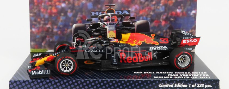 Minichamps Red bull F1 Rb16b Honda Ra620h Team Aston Martin N 33 Víťaz holandského Gp Majster sveta 2021 Max Verstappen 1:43 Matná modrá žltá červená