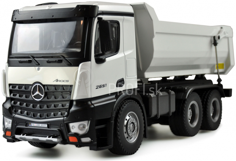 RC celokovový sklápač Mercedes-Benz Arocs, biela