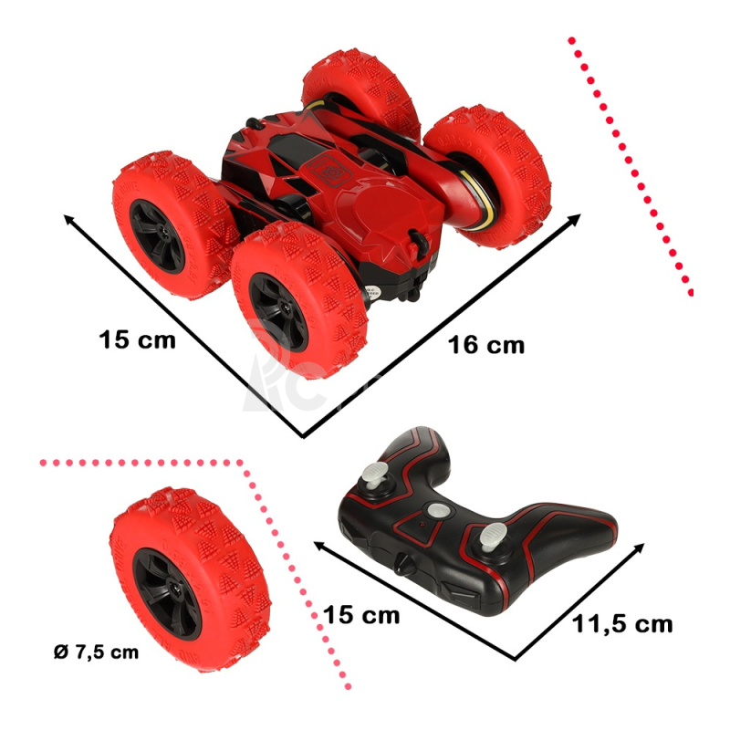 RC obojstranné auto Atom Max, červená