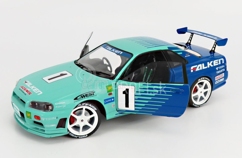 Solido Nissan Skyline (r34) Gt-r Falken Drift Livery 1999 1:18 Modrá