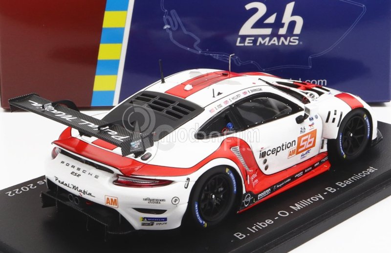 Spark-model Porsche 911 991 Rsr-19 4.2l Team Project-1 N 56 24h Le Mans 2022 B.iribe - O.millroy - B.barnicoat 1:43 Biela červená