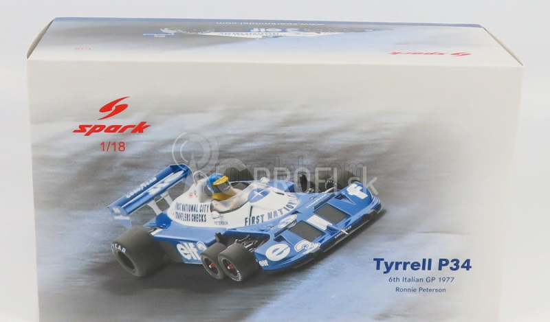 Spark-model Tyrrell F1 P34 Elf N 3 6th Italian Gp Monza 1977 R.peterson 1:18 Blue White