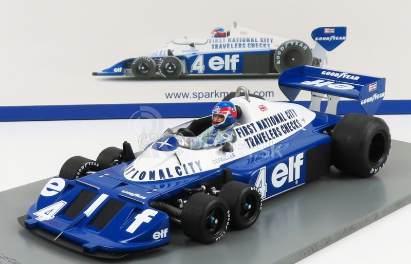 Spark-model Tyrrell F1 P34 Elf N 4 2nd Canada Gp 1977 P.depailler 1:18 Blue White