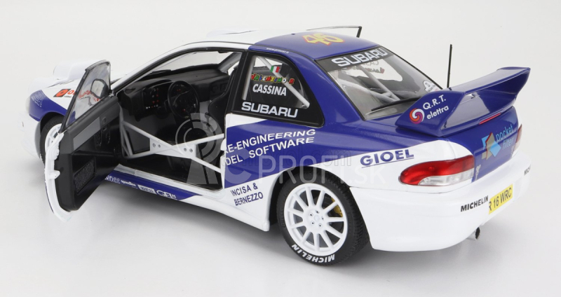 Subaru Impreza S5 Wrc99 (nočná verzia) N 8 Rally Azimut Di Monza 2000 Valentino Rossi - C.cassina 1:18 Biela Modrá