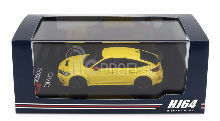 Zapaľovanie-model Honda Civic Type-r (fl5) 2020 1:64 Žltá