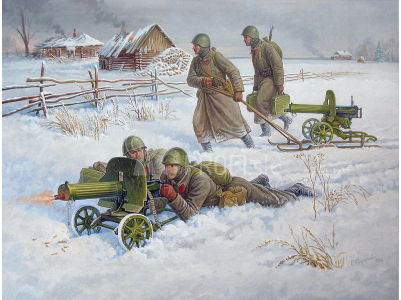 Zvezda figúrky Soviet Machine-gun with Crew (Winter Uniform) (1:72)