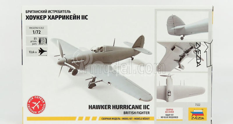 Zvezda Hawker Hurricane Iic Vojenské lietadlo 1941 1:72 /