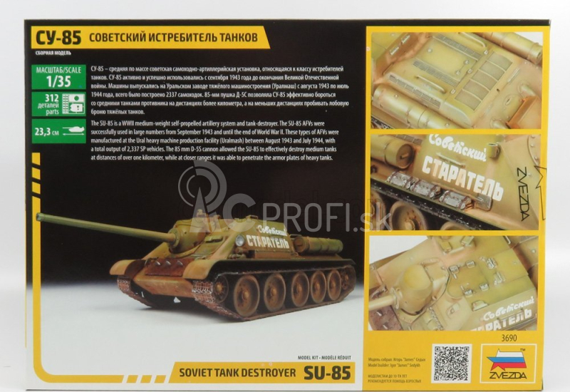 Zvezda Samohodnaja-ustanovka Su-85 Sovietsky stíhač tankov 1943 1:35 /